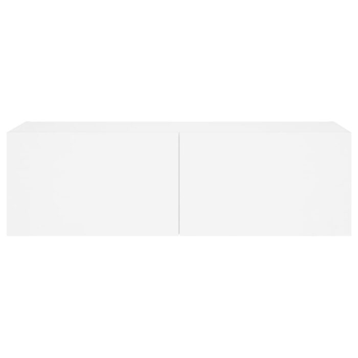 Meuble TV mural avec lumières LED blanc 100x35x31 cm – Image 8