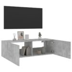 Meuble TV mural avec lumières LED gris béton 100x35x31 cm – Image 6
