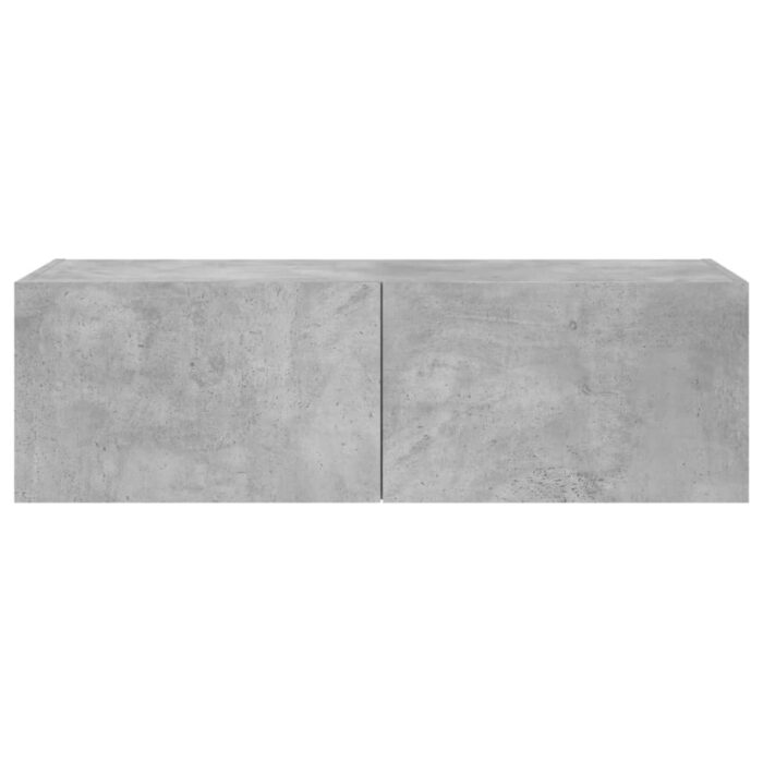 Meuble TV mural avec lumières LED gris béton 100x35x31 cm – Image 8