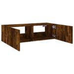 Meuble TV mural avec lumières LED chêne fumé 100x35x31 cm – Image 7
