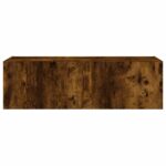 Meuble TV mural avec lumières LED chêne fumé 100x35x31 cm – Image 8