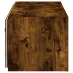 Meuble TV mural avec lumières LED chêne fumé 100x35x31 cm – Image 9
