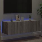 Meuble TV mural avec lumières LED sonoma gris 100x35x31 cm – Image 2