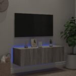 Meuble TV mural avec lumières LED sonoma gris 100x35x31 cm – Image 3