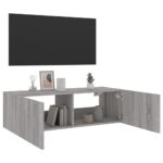 Meuble TV mural avec lumières LED sonoma gris 100x35x31 cm – Image 6