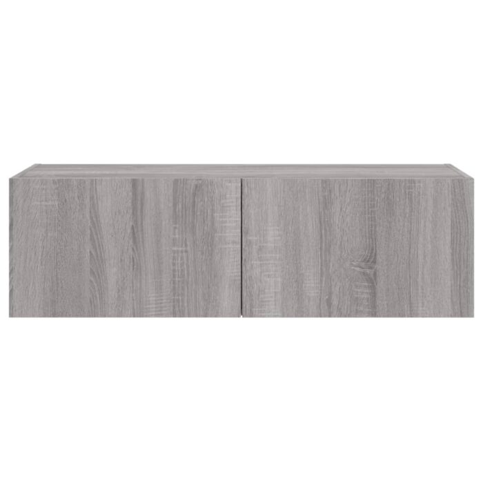 Meuble TV mural avec lumières LED sonoma gris 100x35x31 cm – Image 8