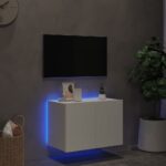 Meuble TV mural avec lumières LED blanc 60x35x41 cm – Image 2