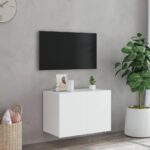 Meuble TV mural avec lumières LED blanc 60x35x41 cm – Image 3