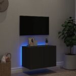Meuble TV mural avec lumières LED noir 60x35x41 cm – Image 2