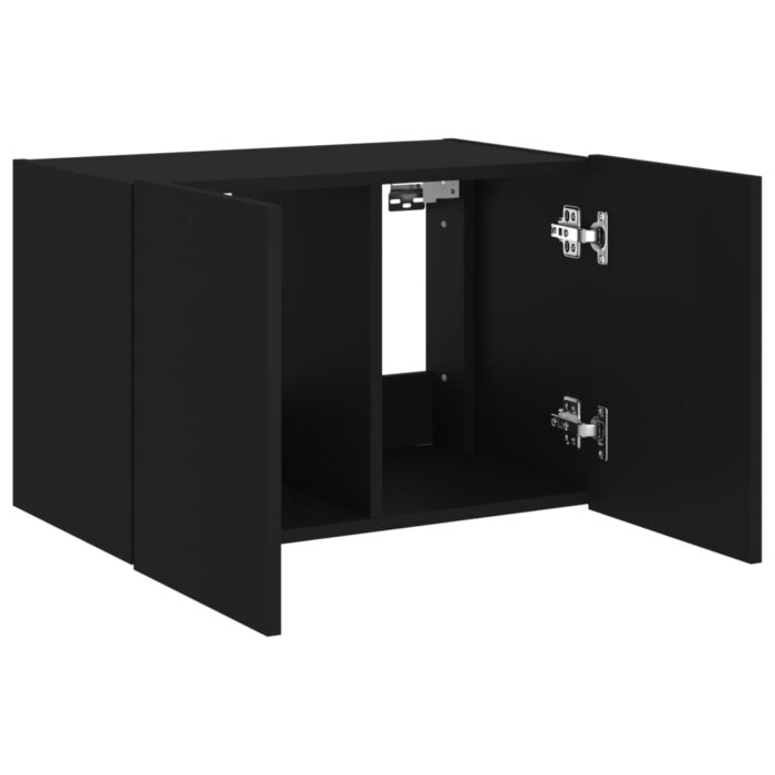 Meuble TV mural avec lumières LED noir 60x35x41 cm – Image 6