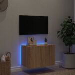 Meuble TV mural avec lumières LED chêne sonoma 60x35x41 cm – Image 2