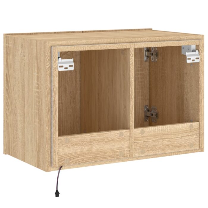 Meuble TV mural avec lumières LED chêne sonoma 60x35x41 cm – Image 9