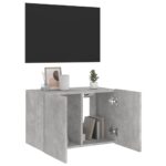 Meuble TV mural avec lumières LED gris béton 60x35x41 cm – Image 4
