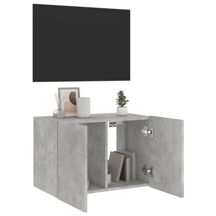 Meuble TV mural avec lumières LED gris béton 60x35x41 cm – Image 4