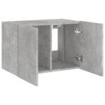 Meuble TV mural avec lumières LED gris béton 60x35x41 cm – Image 5