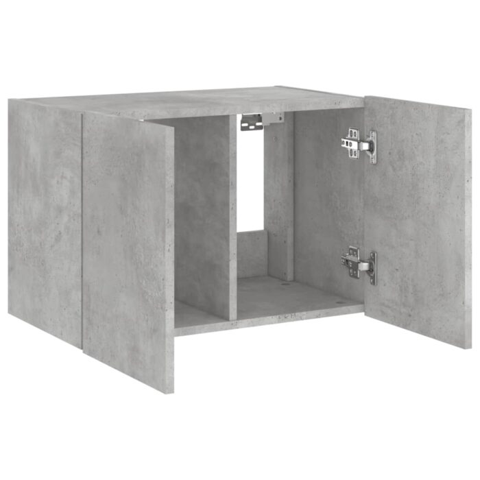Meuble TV mural avec lumières LED gris béton 60x35x41 cm – Image 5