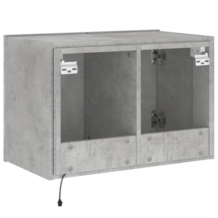 Meuble TV mural avec lumières LED gris béton 60x35x41 cm – Image 8