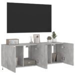Meubles TV muraux et lumières LED 2pcs gris béton 60x35x41 cm – Image 4
