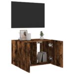 Meuble TV mural avec lumières LED chêne fumé 60x35x41 cm – Image 5
