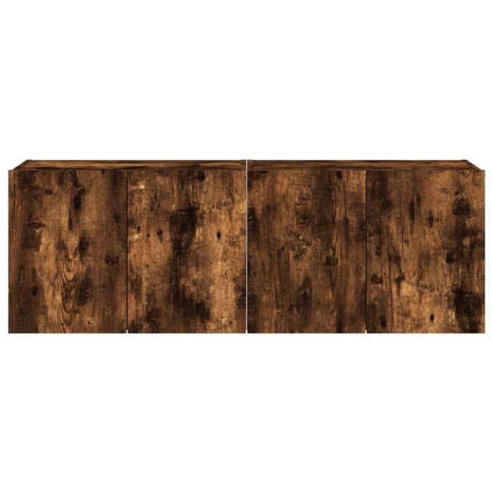 Meubles TV muraux et lumières LED 2pcs chêne fumé 60x35x41 cm – Image 6