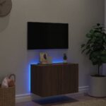 Meuble TV mural avec lumières LED chêne marron 60x35x41 cm – Image 2