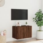 Meuble TV mural avec lumières LED chêne marron 60x35x41 cm – Image 3
