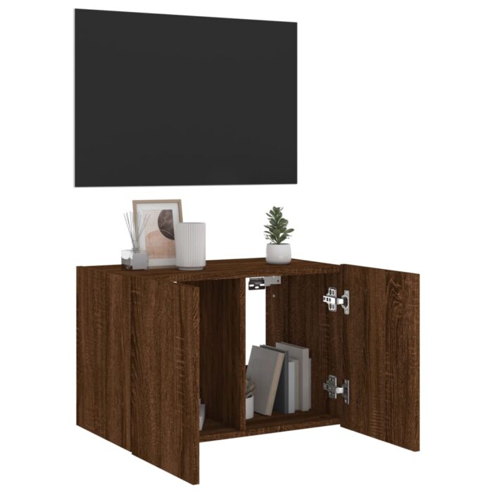 Meuble TV mural avec lumières LED chêne marron 60x35x41 cm – Image 5