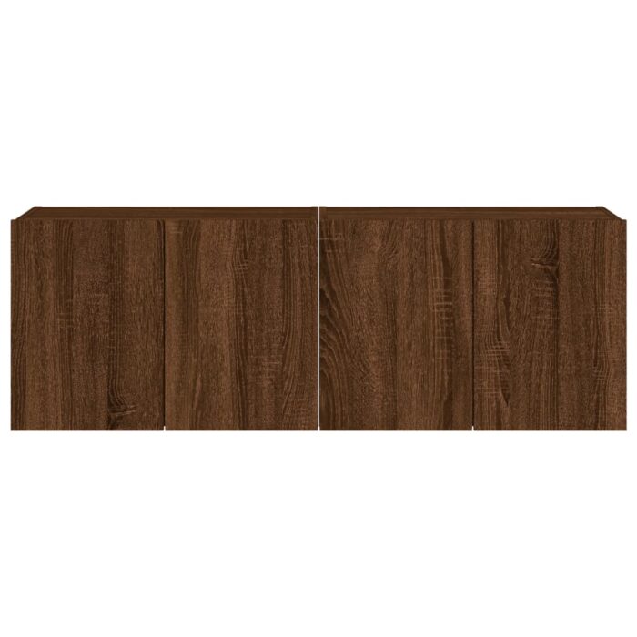 Meubles TV muraux lumières LED 2 pcs chêne marron 60x35x41 cm – Image 6