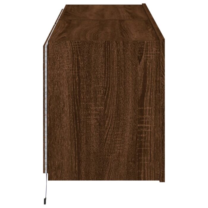 Meubles TV muraux lumières LED 2 pcs chêne marron 60x35x41 cm – Image 7