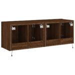 Meubles TV muraux lumières LED 2 pcs chêne marron 60x35x41 cm – Image 8