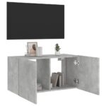 Meuble TV mural avec lumières LED gris béton 80x35x41 cm – Image 5