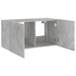 Meuble TV mural avec lumières LED gris béton 80x35x41 cm – Image 6