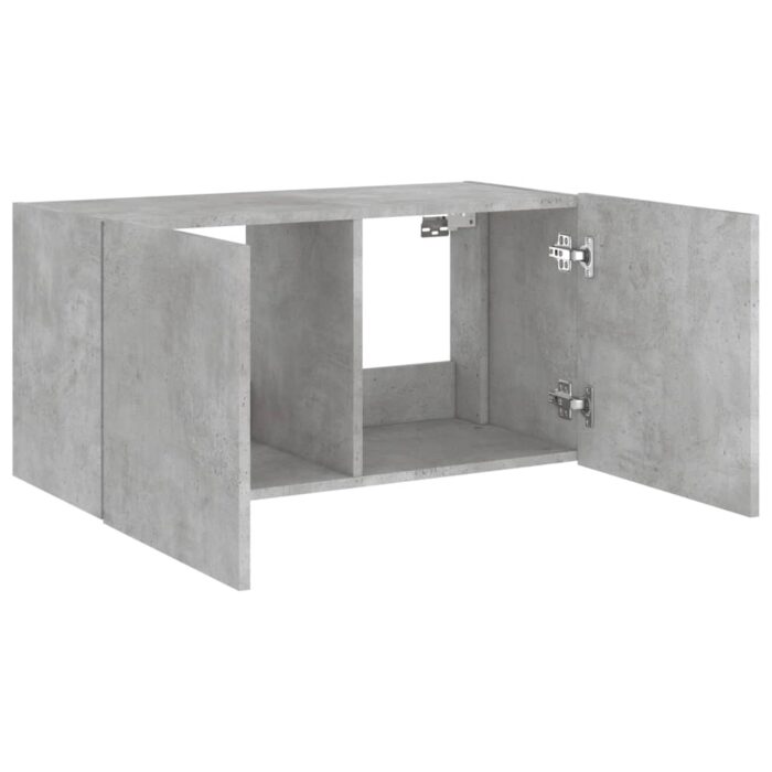 Meuble TV mural avec lumières LED gris béton 80x35x41 cm – Image 6