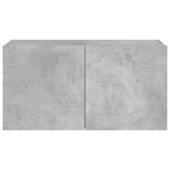 Meuble TV mural avec lumières LED gris béton 80x35x41 cm – Image 7