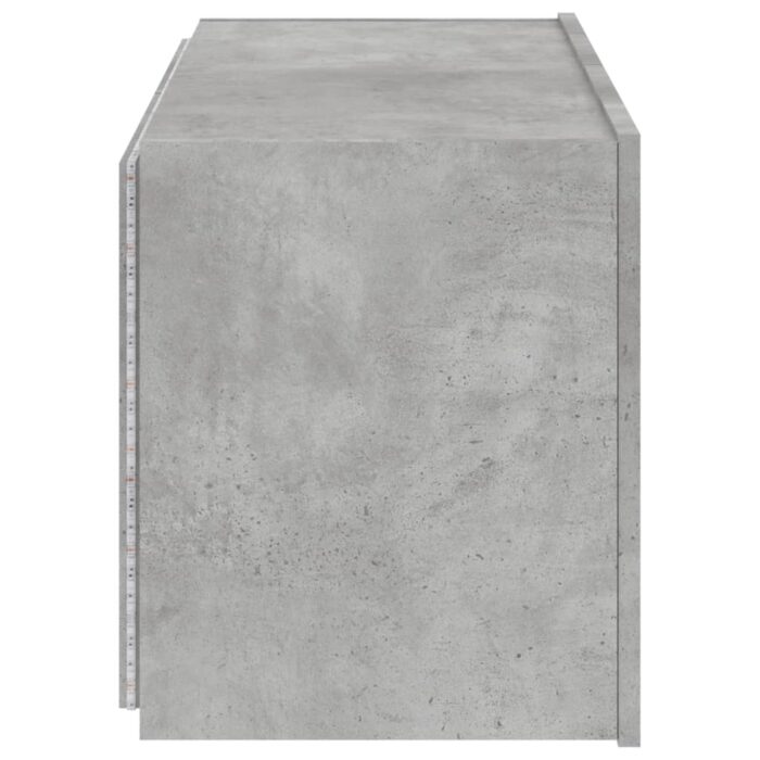 Meuble TV mural avec lumières LED gris béton 80x35x41 cm – Image 8