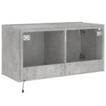 Meuble TV mural avec lumières LED gris béton 80x35x41 cm – Image 9