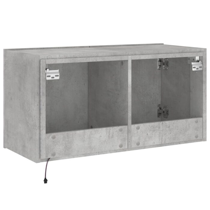 Meuble TV mural avec lumières LED gris béton 80x35x41 cm – Image 9