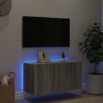 Meuble TV mural avec lumières LED sonoma gris 80x35x41 cm – Image 2
