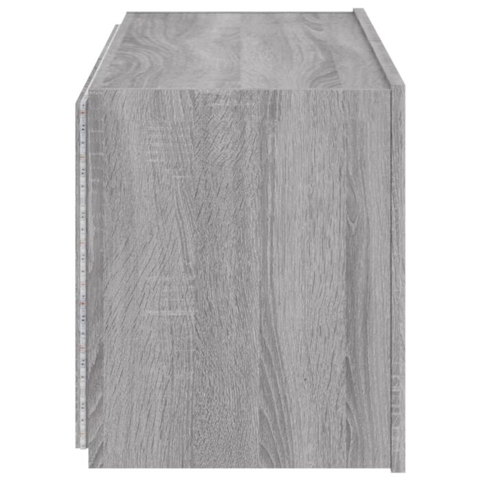 Meuble TV mural avec lumières LED sonoma gris 80x35x41 cm – Image 8