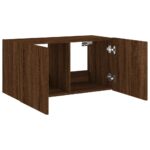 Meuble TV mural avec lumières LED chêne marron 80x35x41 cm – Image 6