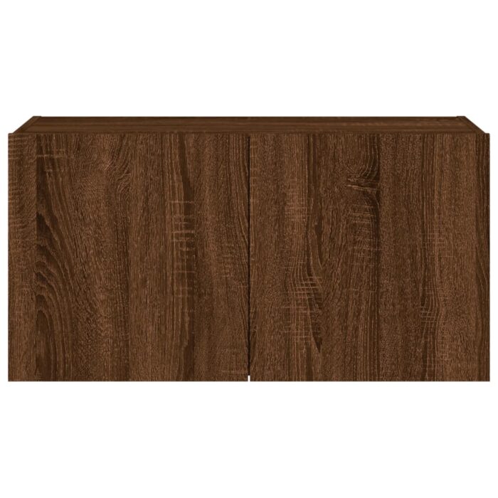 Meuble TV mural avec lumières LED chêne marron 80x35x41 cm – Image 7