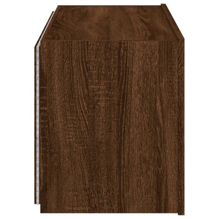 Meuble TV mural avec lumières LED chêne marron 80x35x41 cm – Image 8