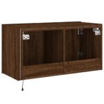 Meuble TV mural avec lumières LED chêne marron 80x35x41 cm – Image 9