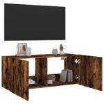 Meuble TV mural avec lumières LED chêne fumé 100x35x41 cm – Image 5