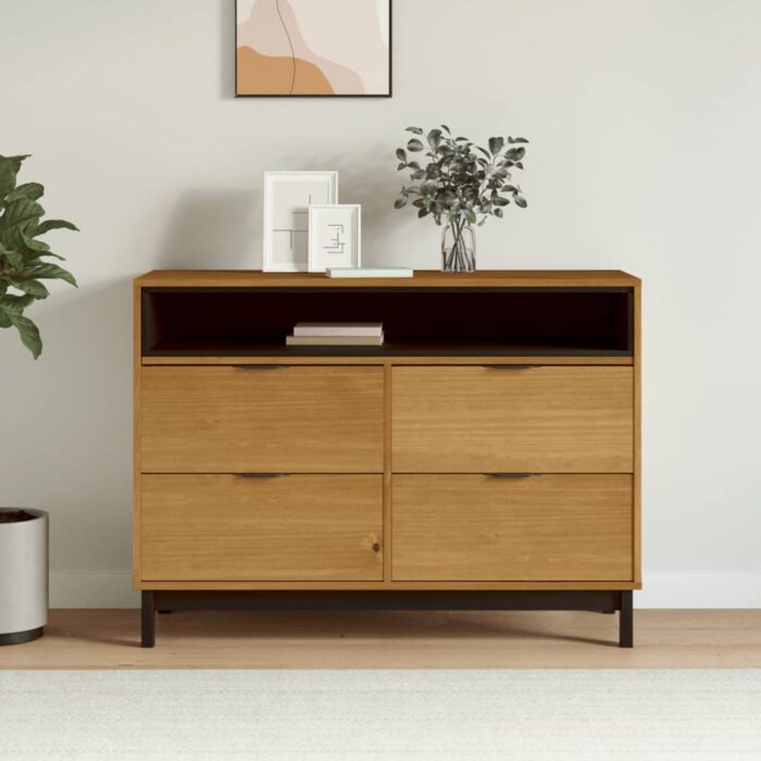 Commode FLAM 110x40x80 cm bois de pin massif – Image 1