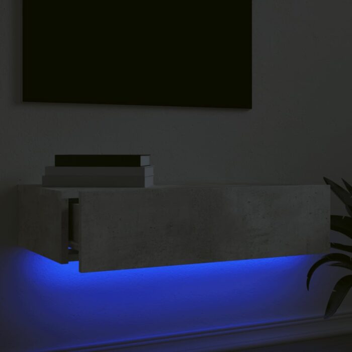 Meuble TV avec éclairage LED gris béton 60x35x15,5 cm – Image 2