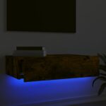 Meuble TV avec éclairage LED chêne fumé 60x35x15,5 cm – Image 2