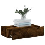 Meuble TV avec éclairage LED chêne fumé 60x35x15,5 cm – Image 3