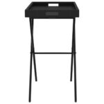 Table à plateau pliable noir 65x40x75 cm résine tressée – Image 4