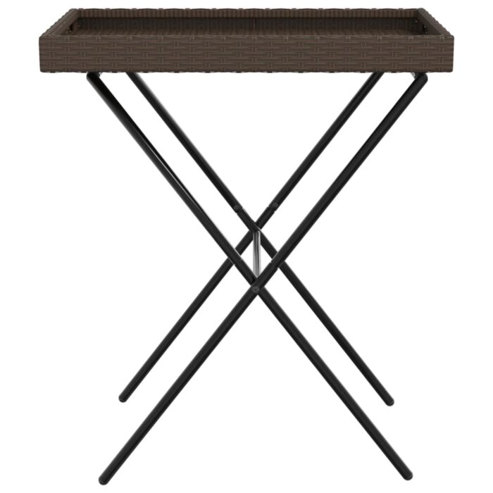 Table à plateau pliable marron 65x40x75 cm résine tressée – Image 3